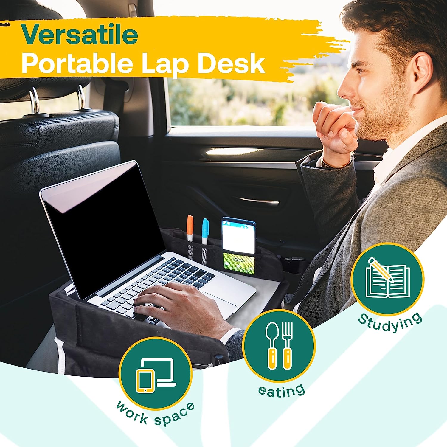 Lap desk for car seat Car lap tray for adults Lap desk for laptop www.cerizona CERIZONA